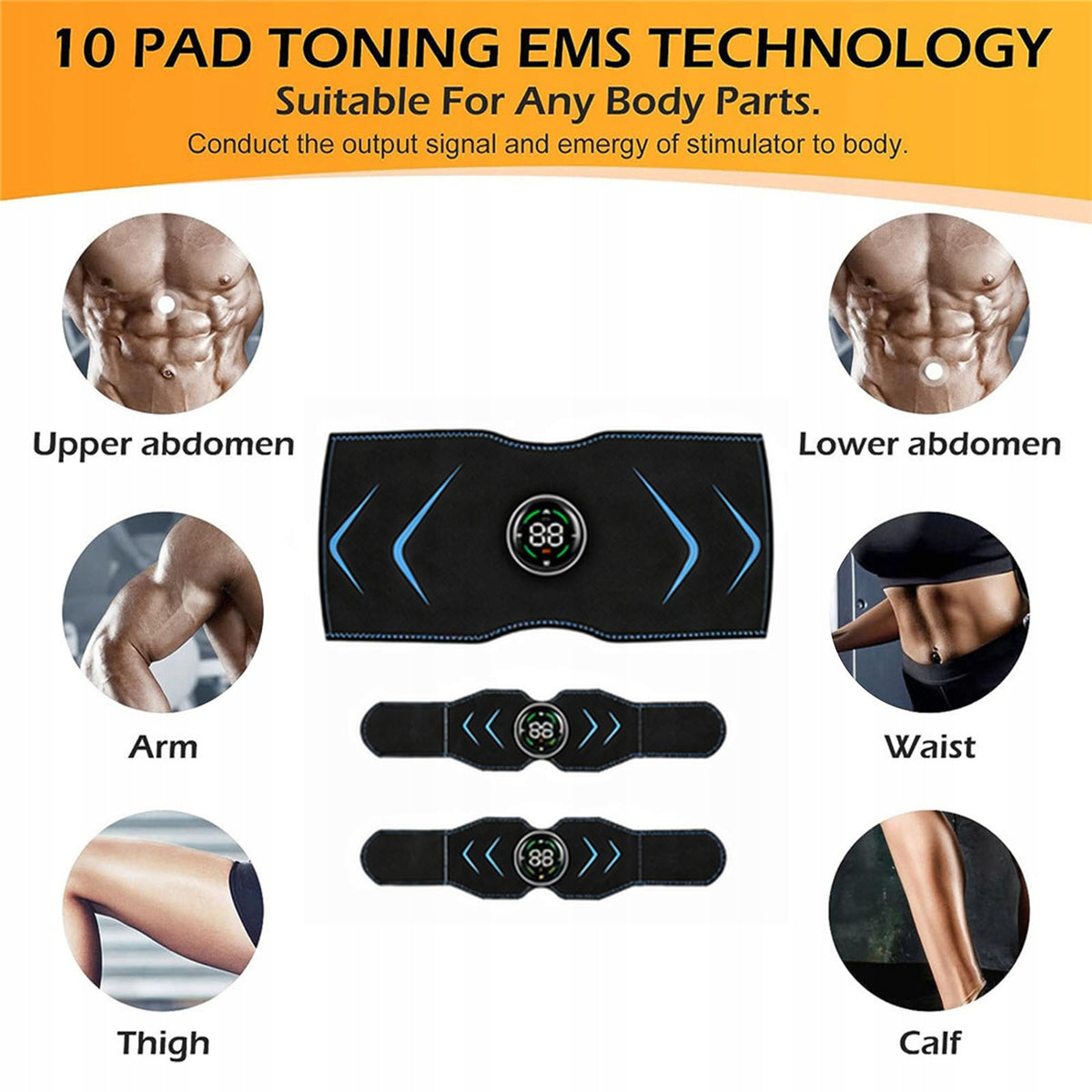ELECTROSTIMULATOR ABDOMINAL MUSCLES EMS 10MODES SLIMMING BELT 2in1 Set Packaging status original