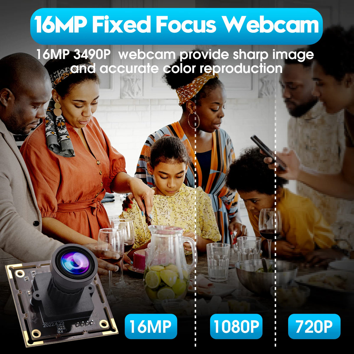 ELP 16MP Ultra HD Wide Angle 110° USB Camera Without Distortion Packaging status original