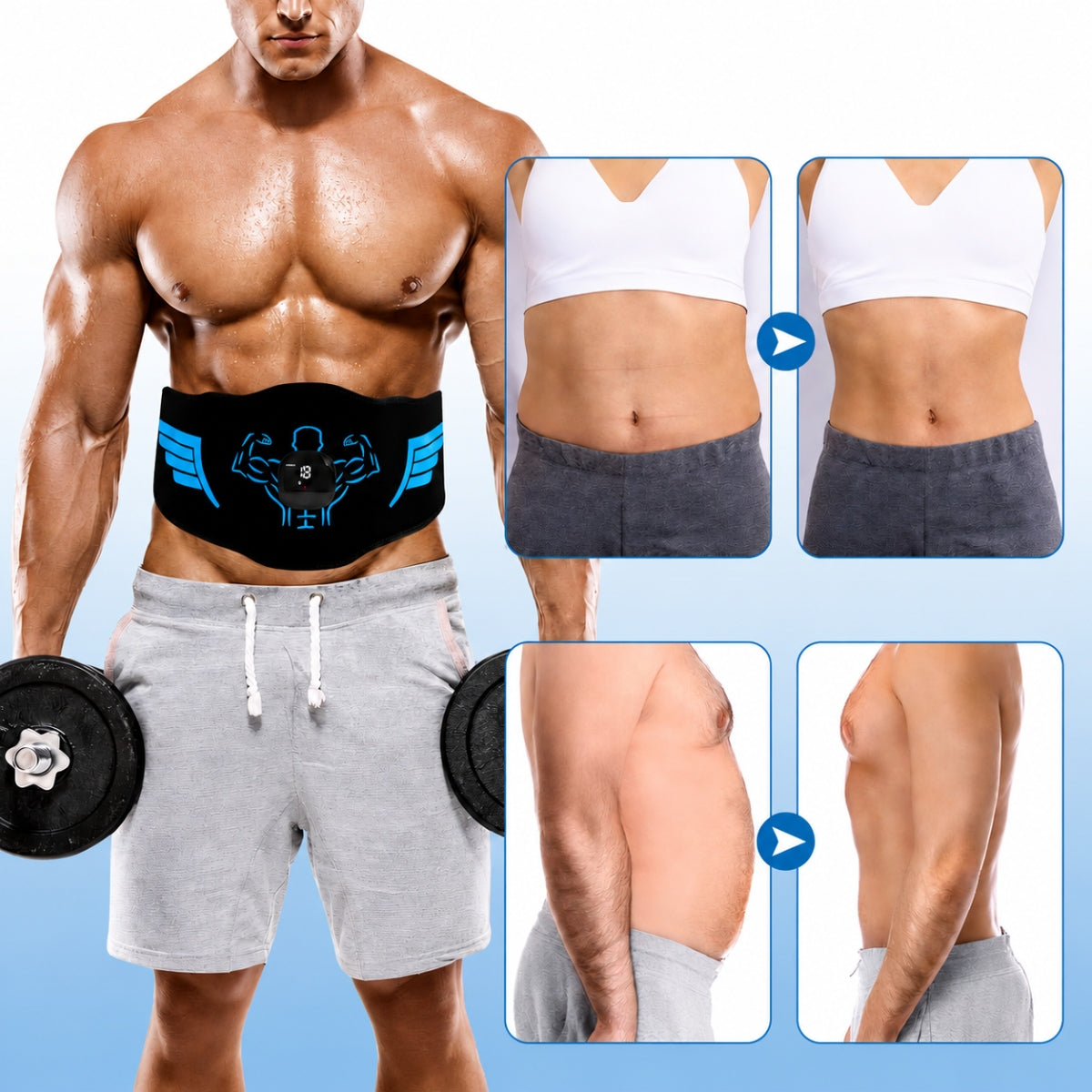 EMS ABDOMINAL ELECTROSTIMULATOR WITH ADJUSTABLE INTENSITY Packaging status original