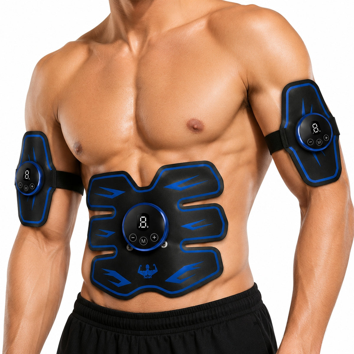 EMS Muscle Electrostimulator 3in1 Abdominal Trainer Arms USB LCD 8 Modes