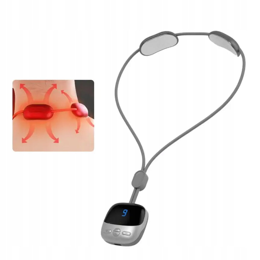 EMS NECK MASSAGER 4 Modes 9 Levels LED Compress Warm, Grey Packaging status original