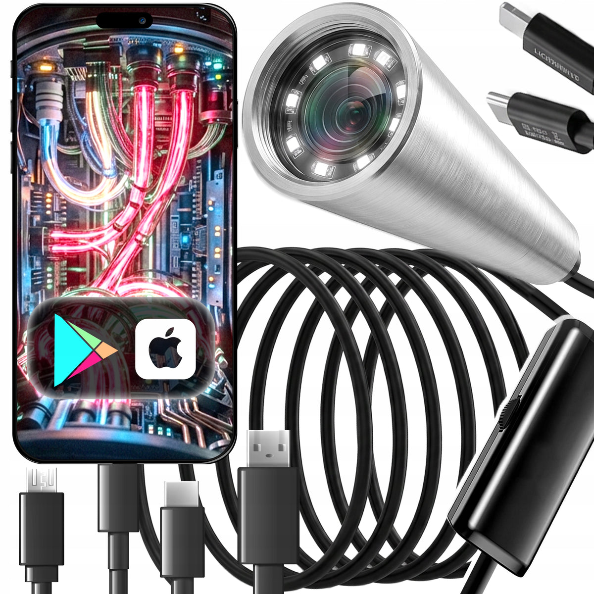 ENDOSCOPE INSPECTION CAMERA 3,9mm 5m USB-C FOR LED PHONE ANDROID IOS