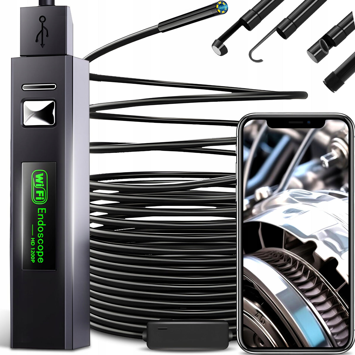 ENDOSCOPIC CAMERA INSPECTION WORKSHOP PHONE PC 3in1 ANDROID iOS Wi-Fi Manufacturer code kamera endoskop E694