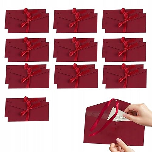 ENVELOPES KRAFT RED BOW VINTAGE INVITATIONS WEDDING 20 PCS GIFT