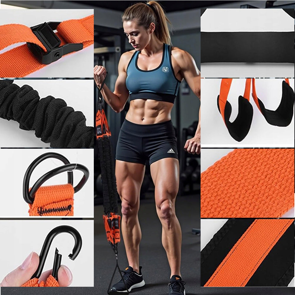 EXERCISE BELTS RESISTANCE RUBBER SUPPORT KIT 75-300LBS 4 TAPES Brand no brand