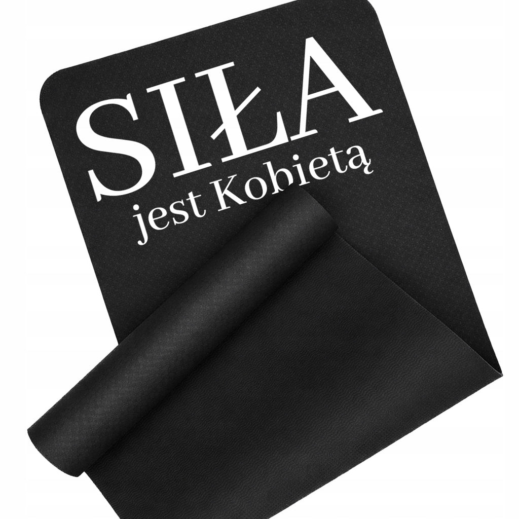 EXERCISE MAT BLACK STRENGTH IS A WOMAN WORKOUT YOGA FITNESS FOR GYM