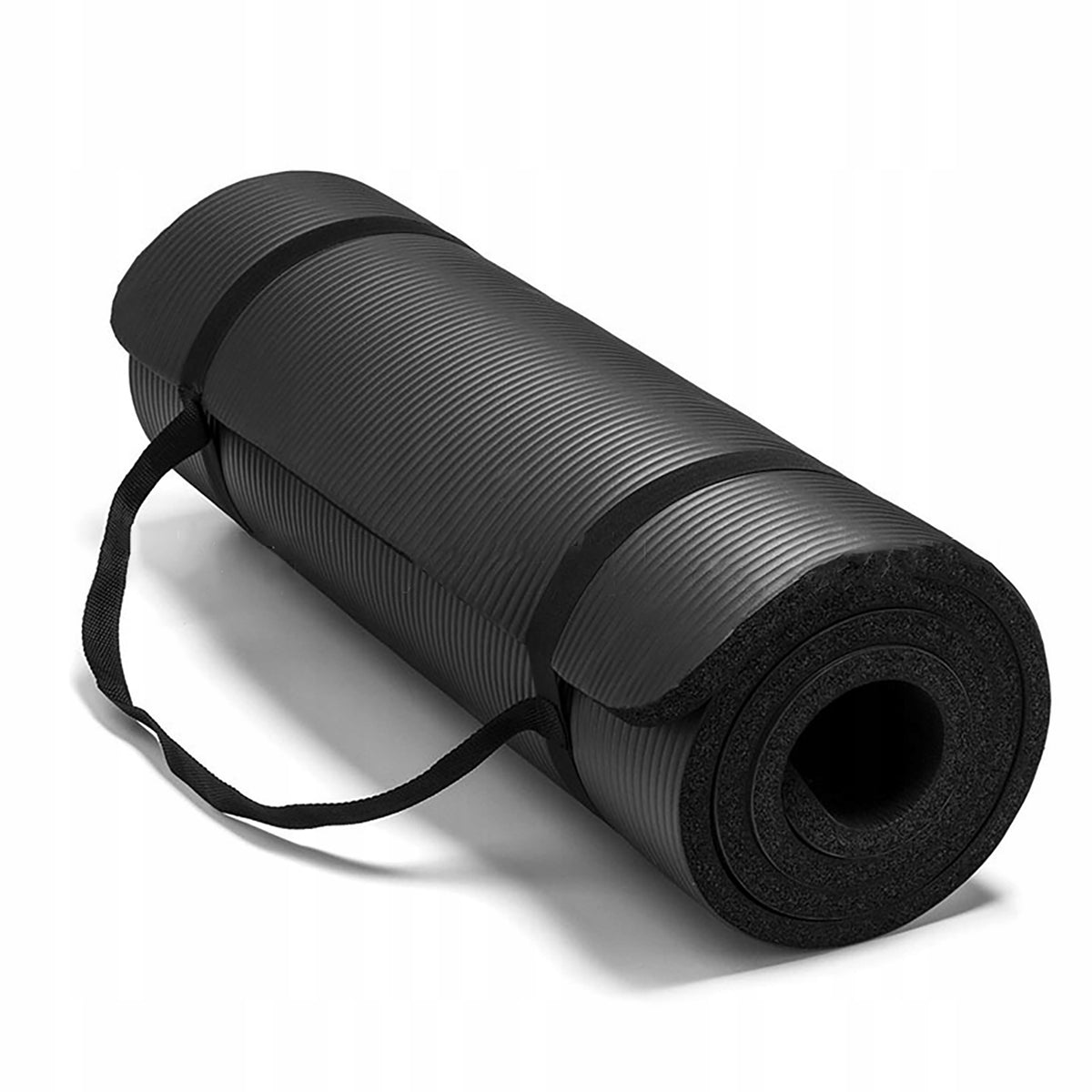 EXERCISE MAT THICK NON-SLIP LARGE GYMNASTIC PILATES FITNESS Color black