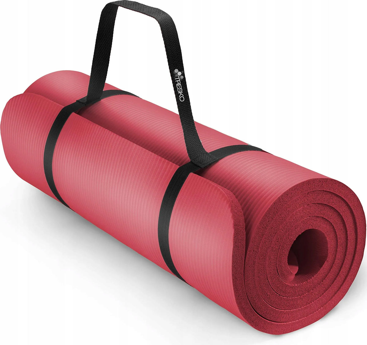 EXERCISE MAT TRESKO 185x60x1 CM RED FITNESS YOGA PILATES WITH STRAP