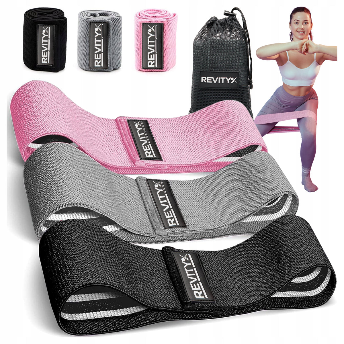 EXERCISE RUBBER MATERIAL MINI HIP BAND TAPE SET OF 3 BUTTOCK RUBBERS