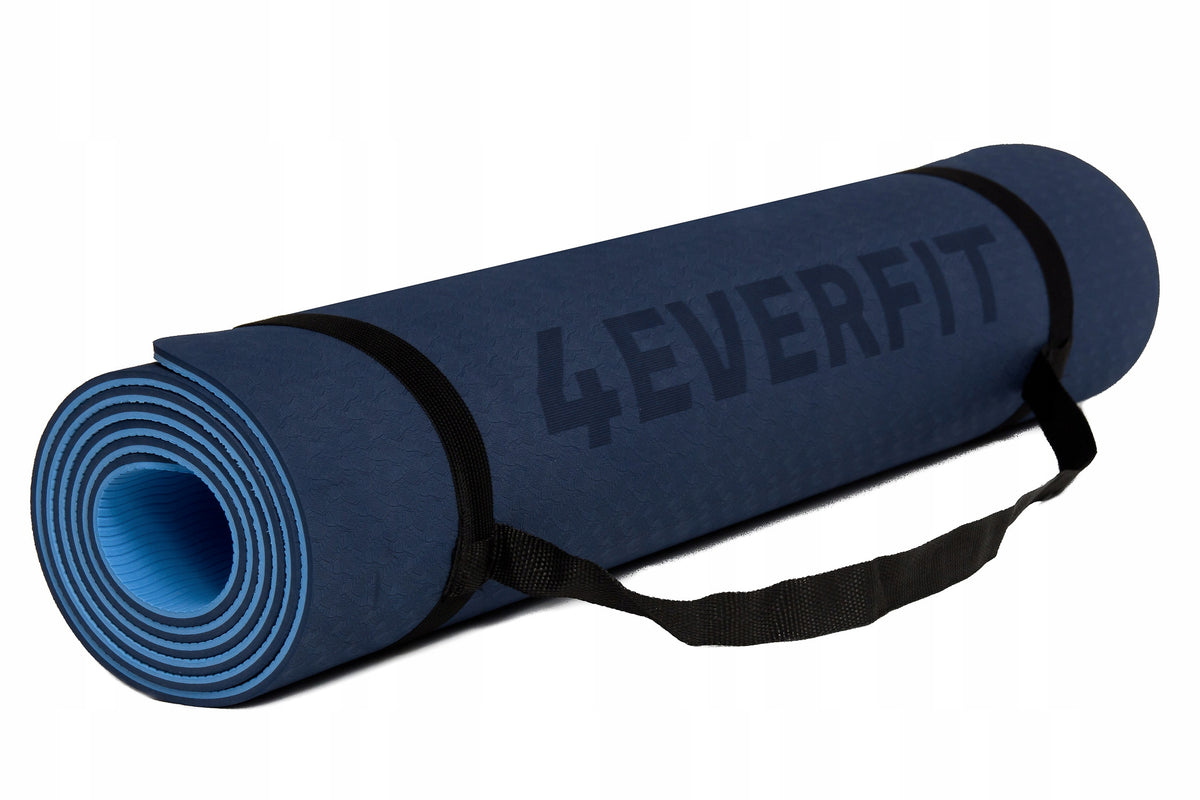 EXERCISE YOGA MAT GYMNASTIC TPE NON-SLIP PILATES COVER Color blue
