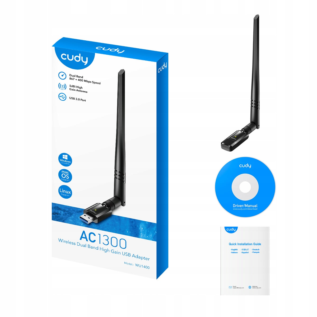EXTERNAL WIFI NETWORK CARD USB CUDY WU1400