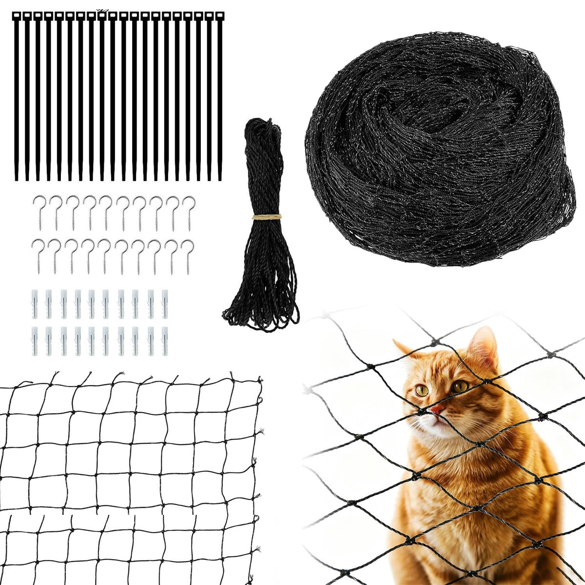EYE PROTECTION NET FOR CAT BALCONY WINDOW BLACK 3M X 8M