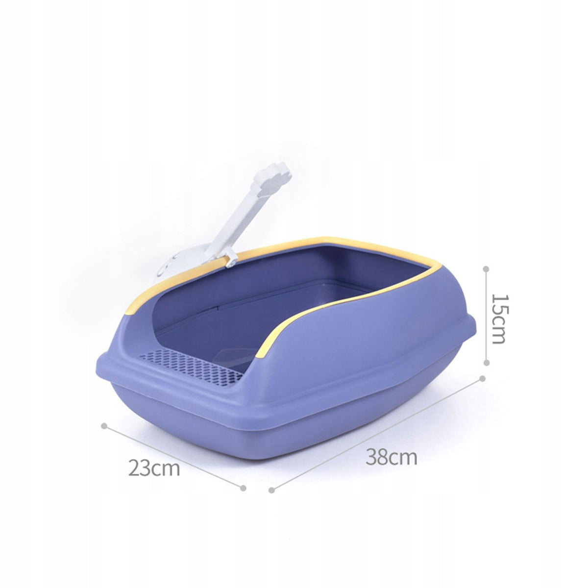 Easy Entry Cat Litter Box with High Rim, Removable PP Toilet, S Violet Packaging status original
