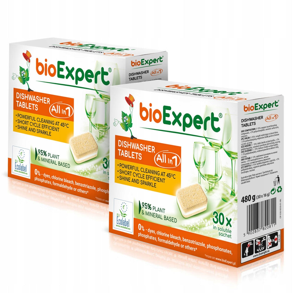 Eco-Friendly Dishwasher Tablets CUBES Crystal Shine 60 Pcs bioEXPERT