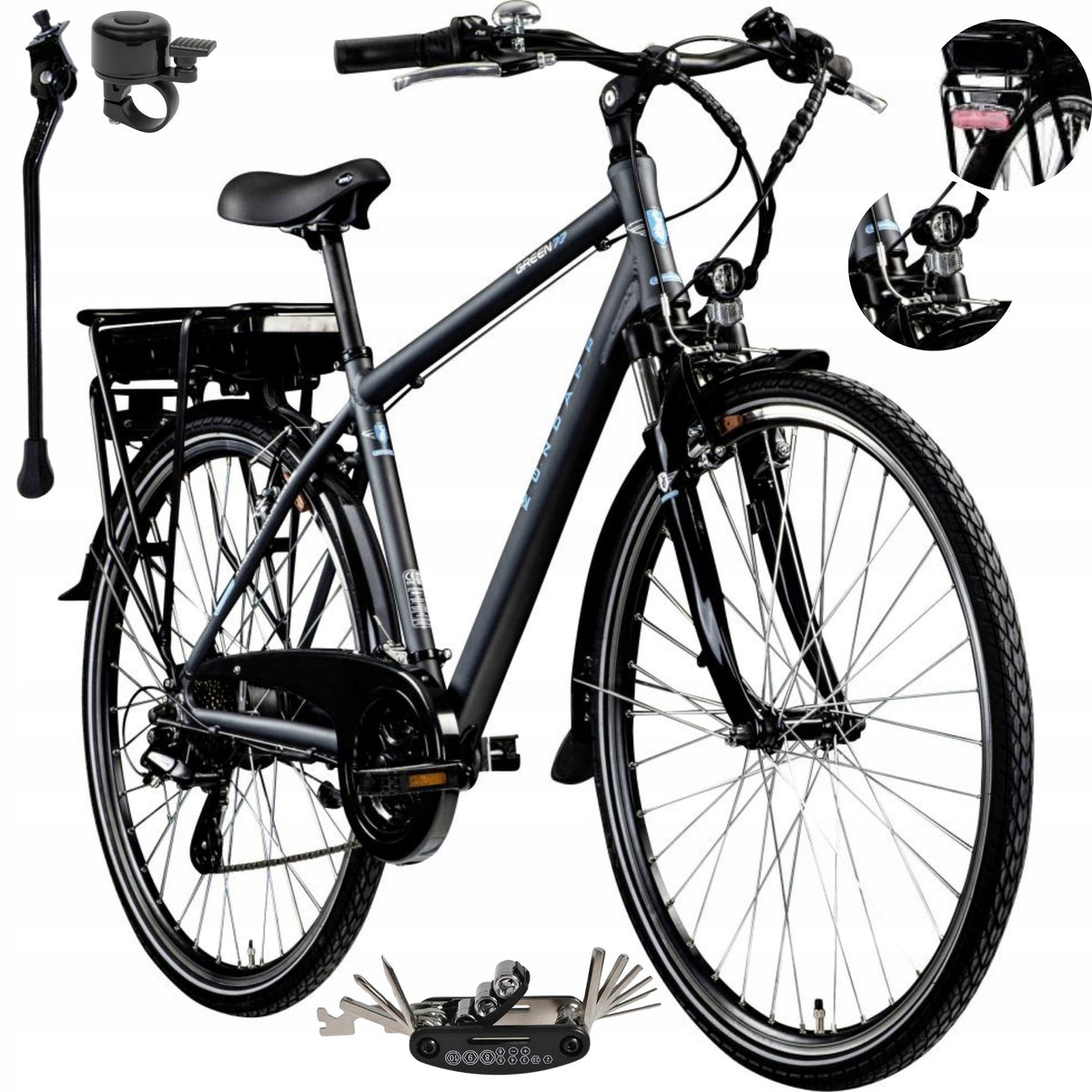 Electric Bike Men's Urban 28" 250W Shimano 468 Wh Shock Absorption ALU
