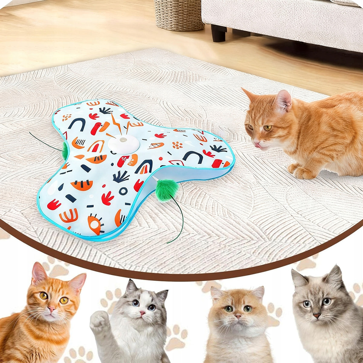 Electric Cat Interactive Toy with Movable Tail Rotating Packaging status original