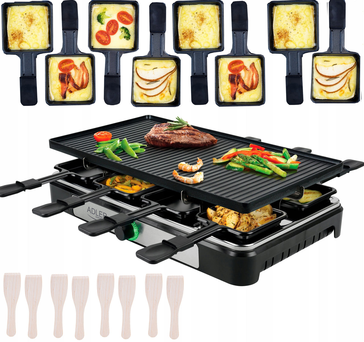 Electric Grill Large Garden Table MultiGrill Set for 8 People