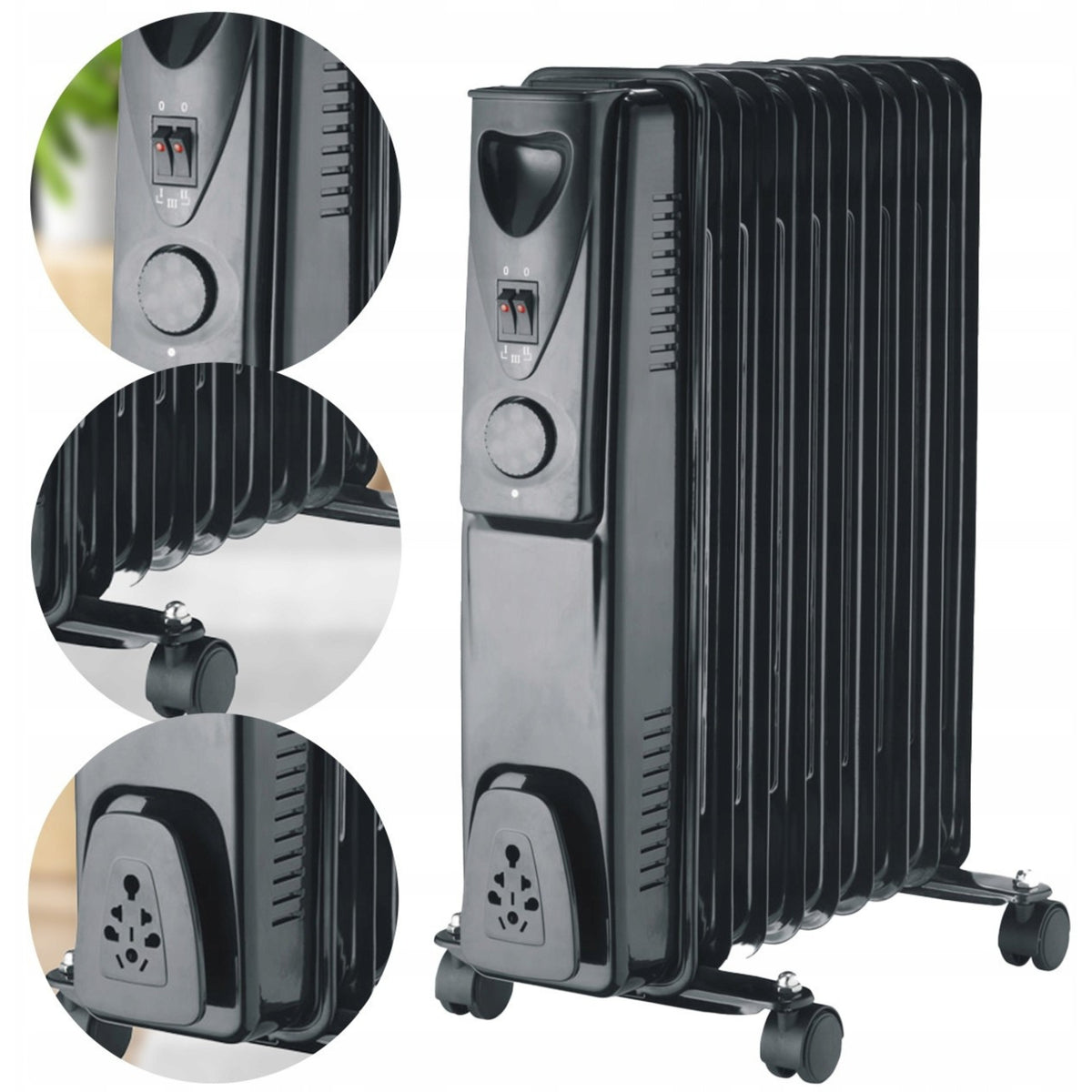 Electric Oil Rib Heater 9 Rib Thermostat Oiler 2000 W