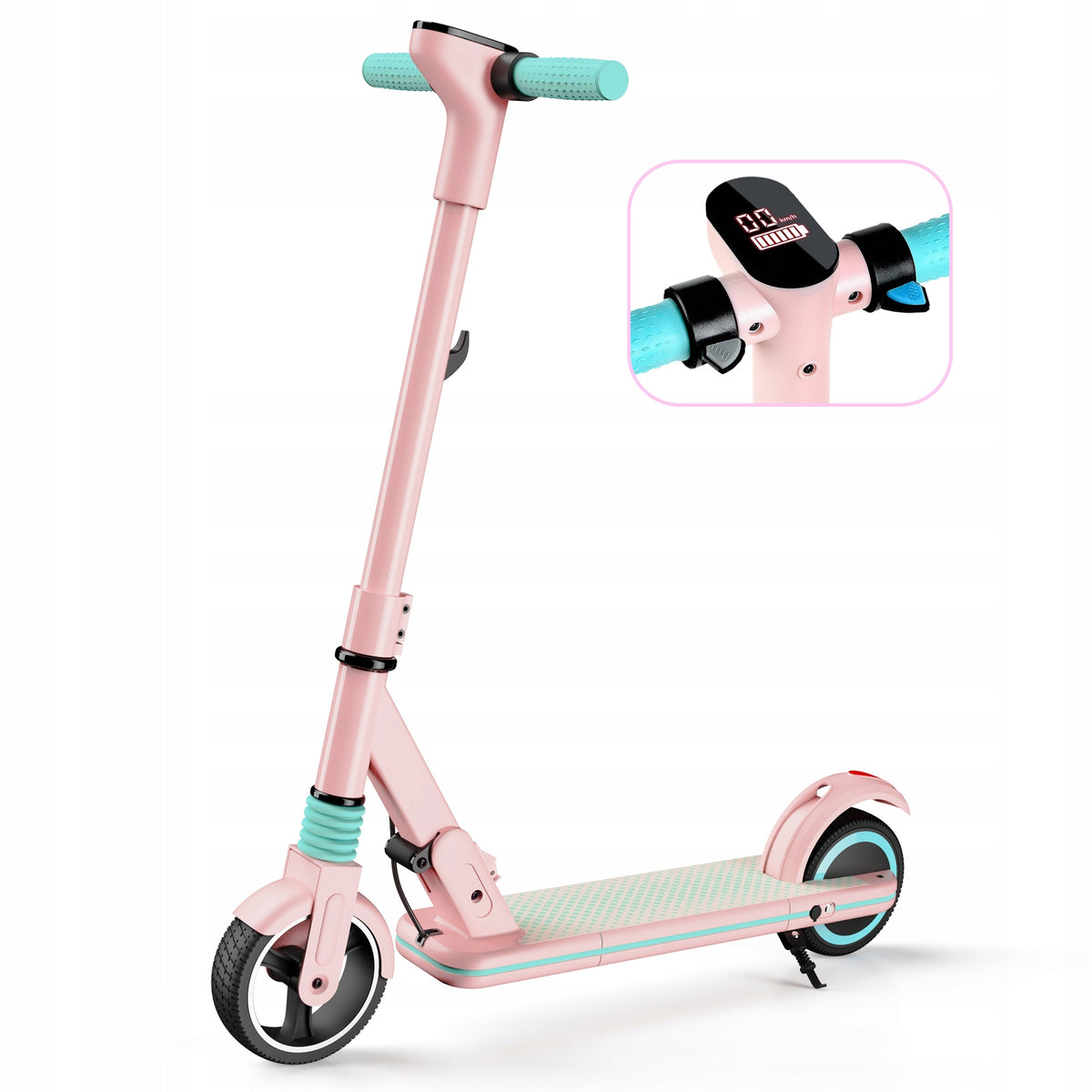 Electric Scooter For Children E-RIDES Pink 14km/h Folding LED 130W Brand E-Rides