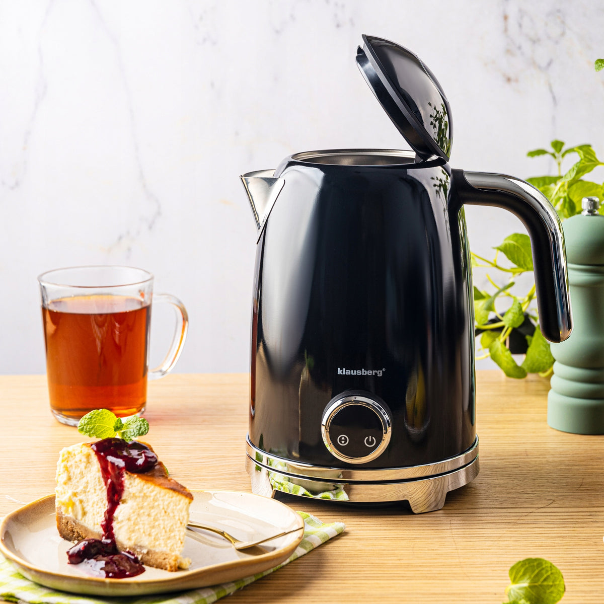 Electric kettle Wireless KLAUSBERG Thermometer 1,7L LED steel 304 Packaging status original
