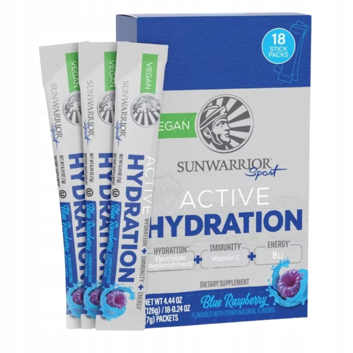 Electrolytes Sunwarrior Warrior Active Hydration Blue Raspberry 18 pieces