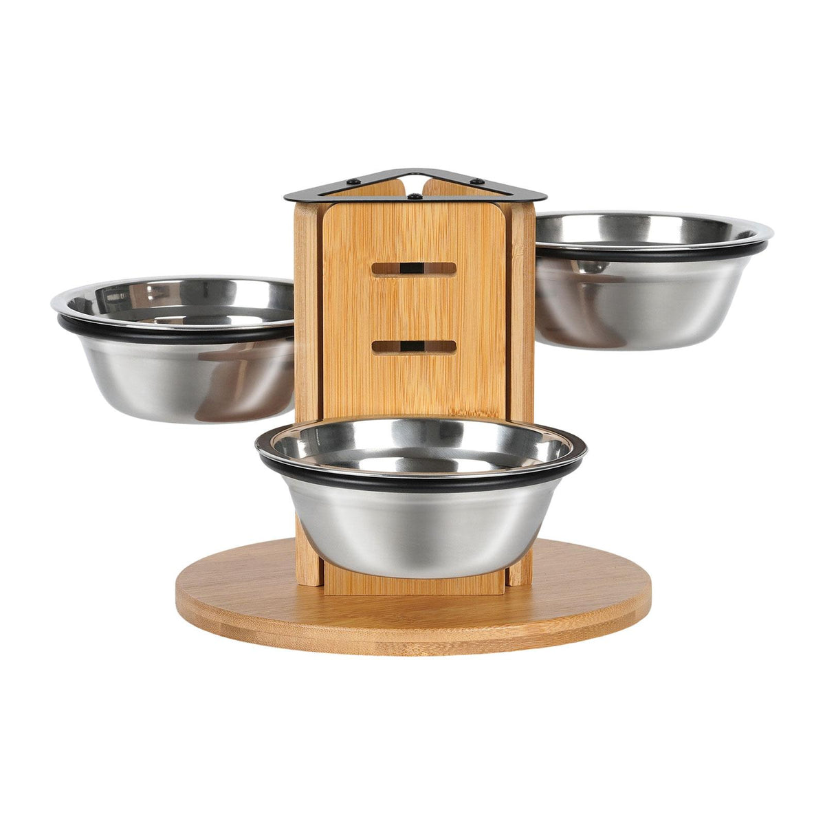 Elevated 3 Cat Bowls Adjustable Height