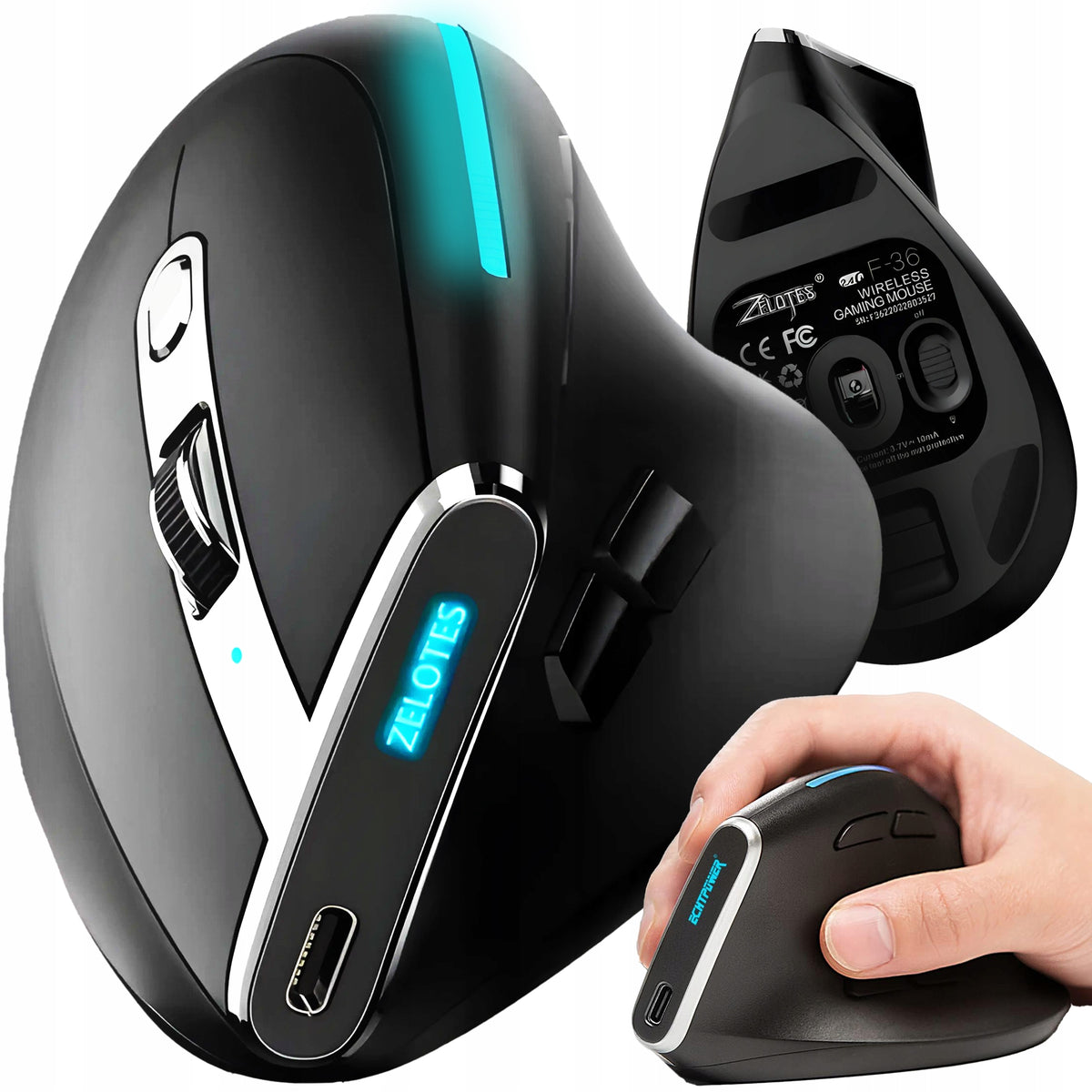 Ergonomic wireless vertical mouse with DPI adjustment and rechargeable battery Manufacturer code ttst2452