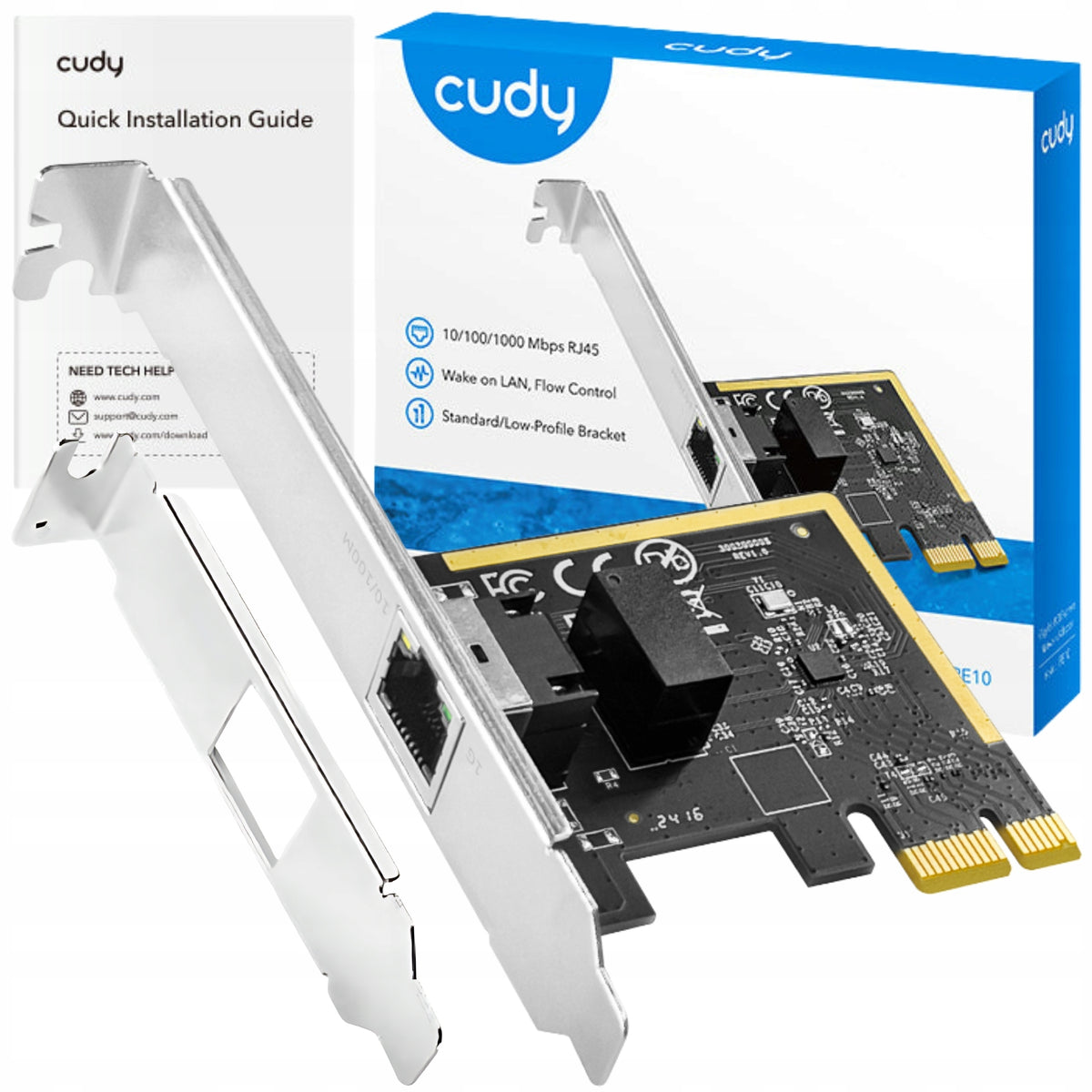 Ethernet Network Card Cudy PCI-E PE10 Gigabit LAN RJ-45 10/100/1000Mb/s