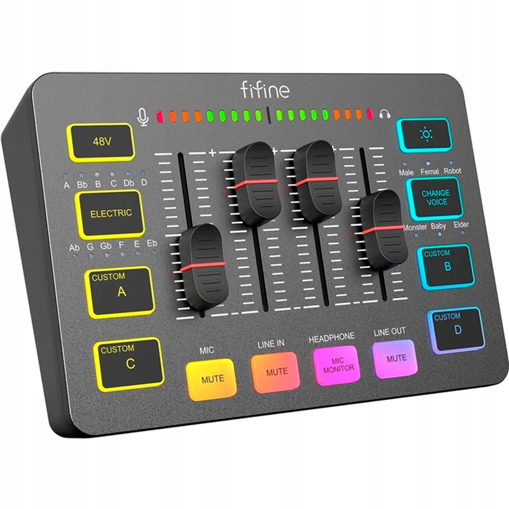 FIFINE SC3 - RGB Audio mixážní pult - černá