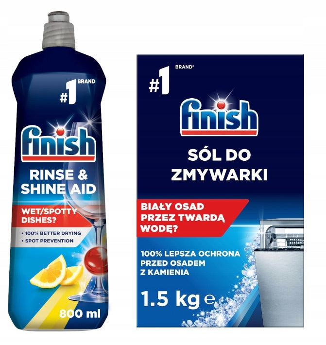 FINISH DISHWASHER SET LEMON RINSE AID 800ml + SALT 1,5kg