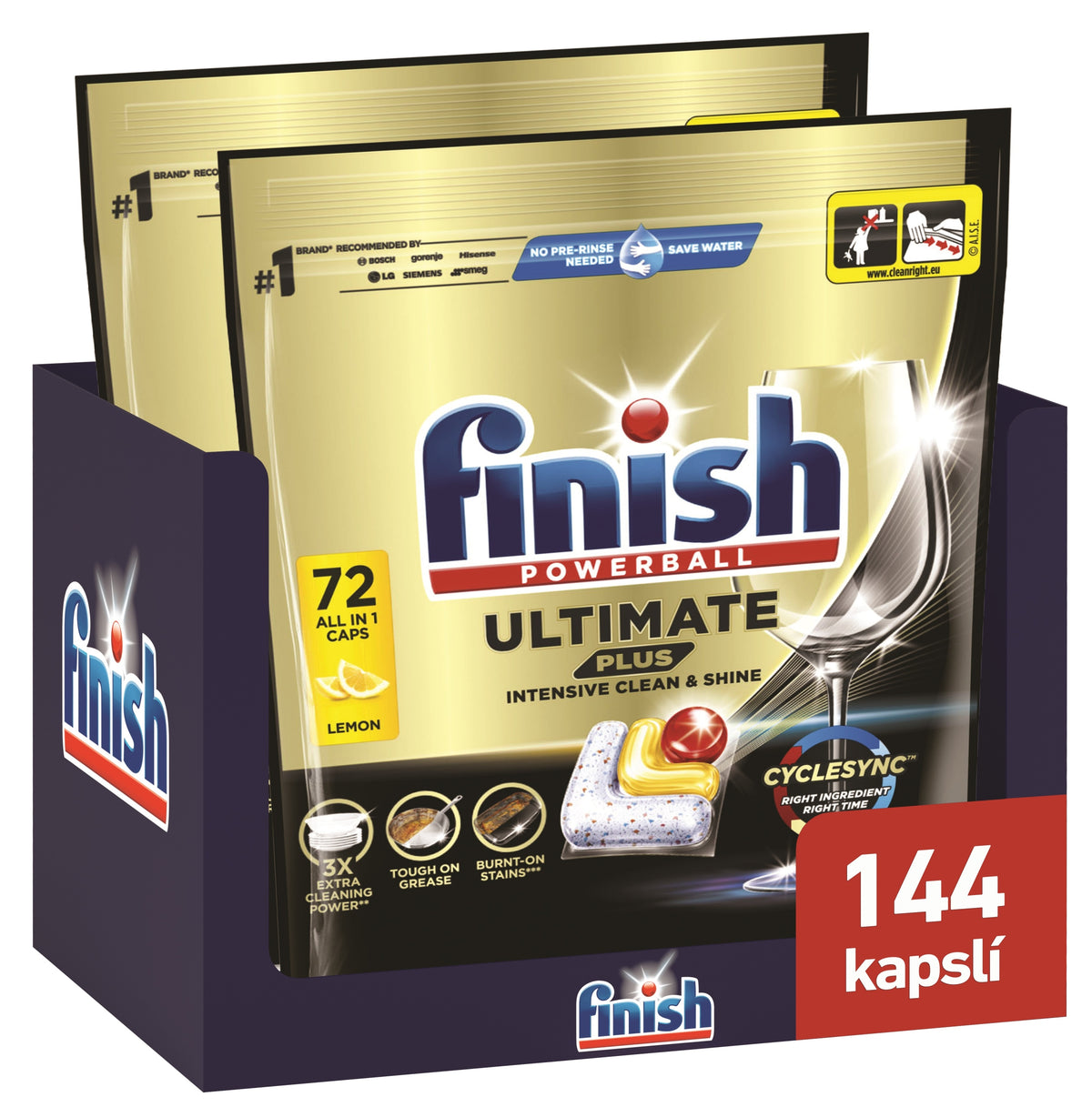 FINISH Ultimate Plus All in 1 Dishwasher Capsules Lemon 144 Pack