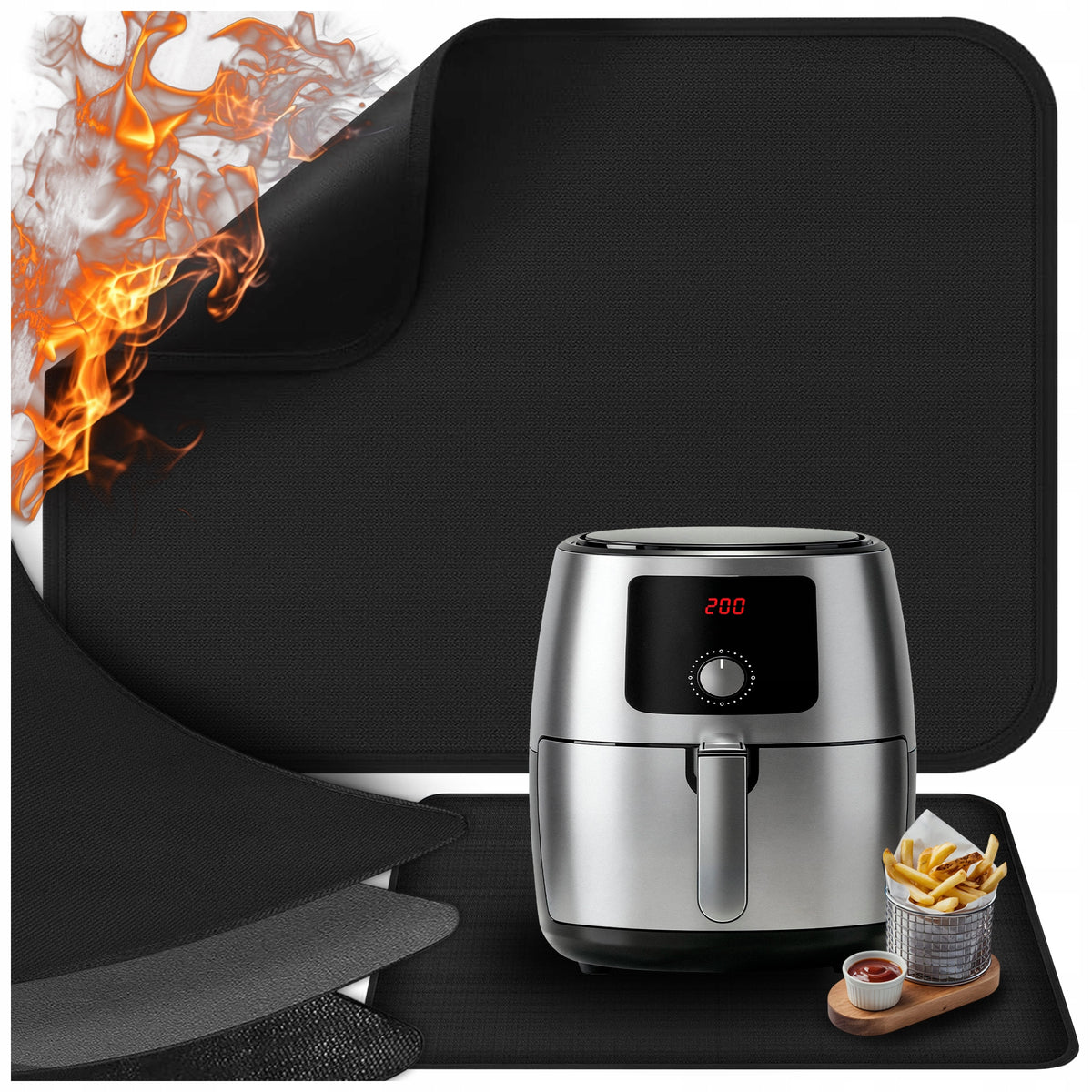 FIREPROOF MAT PROTECTIVE FOR COUNTERTOP AIR FRYER GRILL PAD