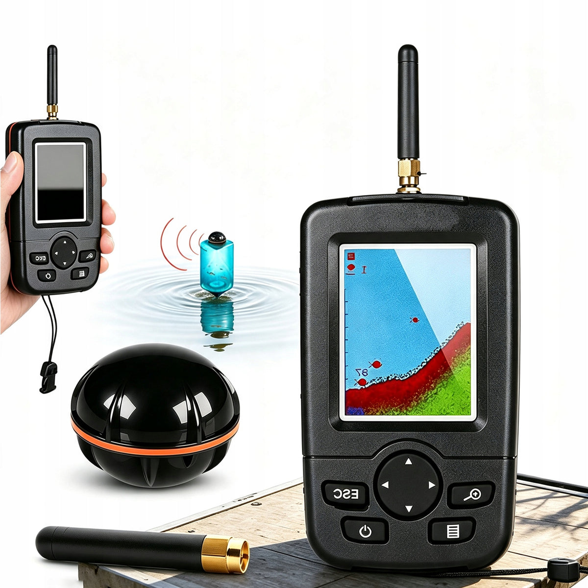 FISH DETECTOR WIRELESS SONAR DEPTH FINDER 148FT 125KHZ