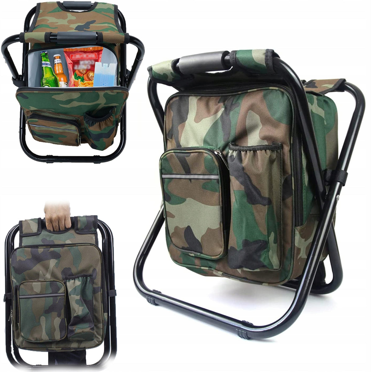 FISHING CHAIR BACKPACK FOLDING CAMPING BAG FISHING STOOL 2IN1