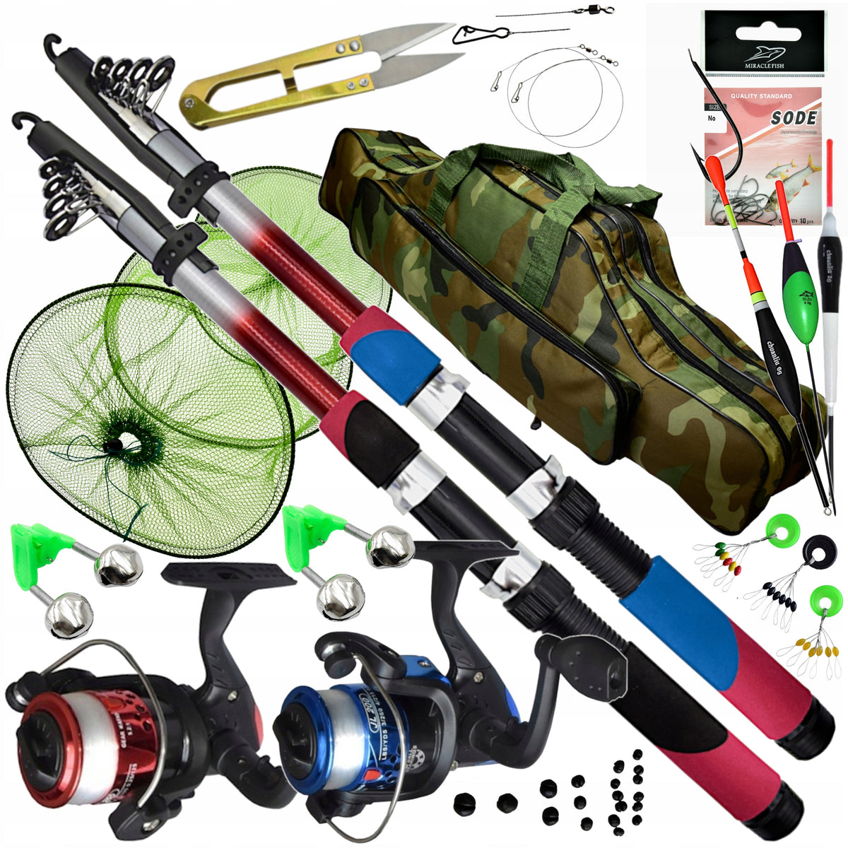 FISHING SET 2 x Fishing Rod 2 x Reel BAG