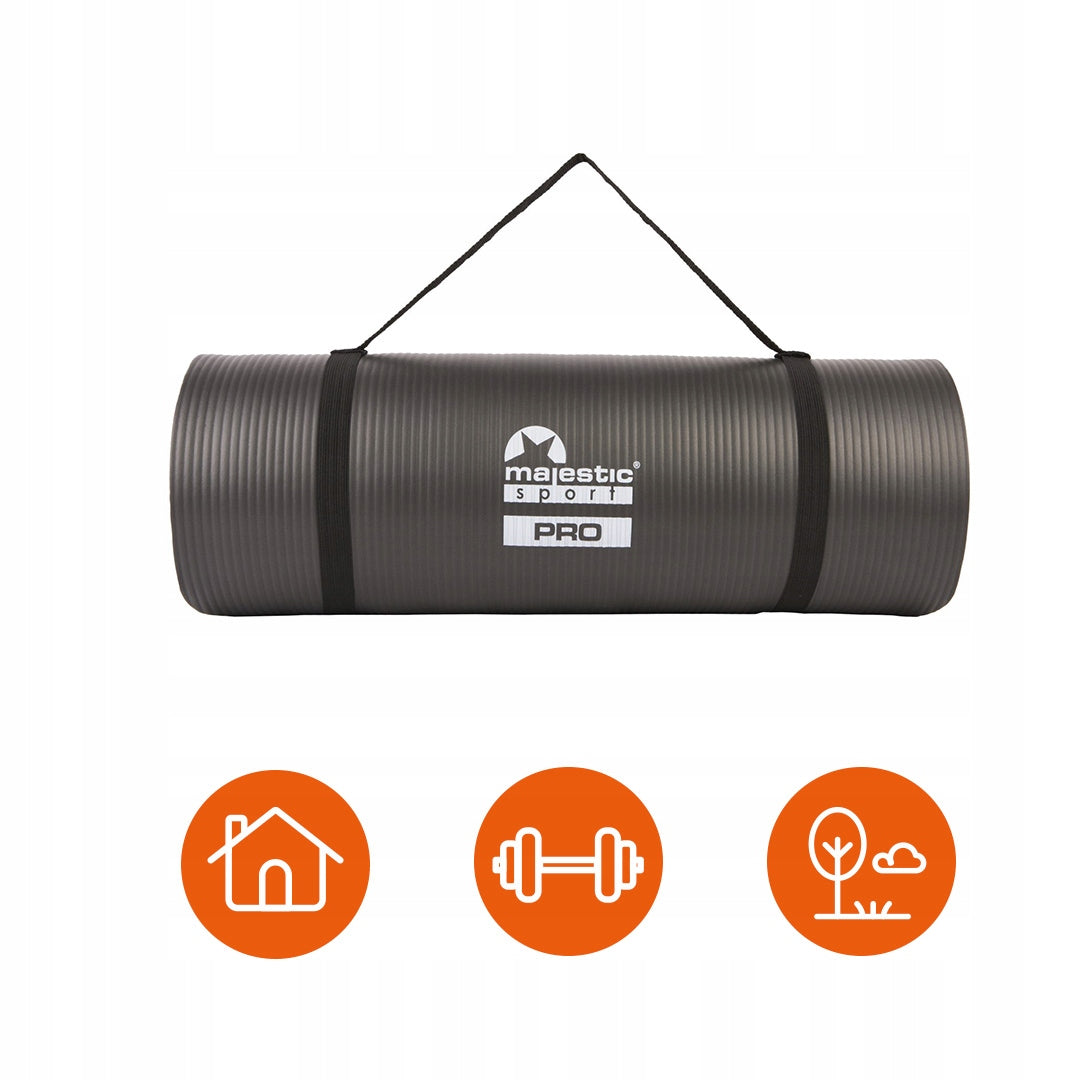 FITNESS EXERCISE MAT NBR 15MM THICK TRAINING Color black