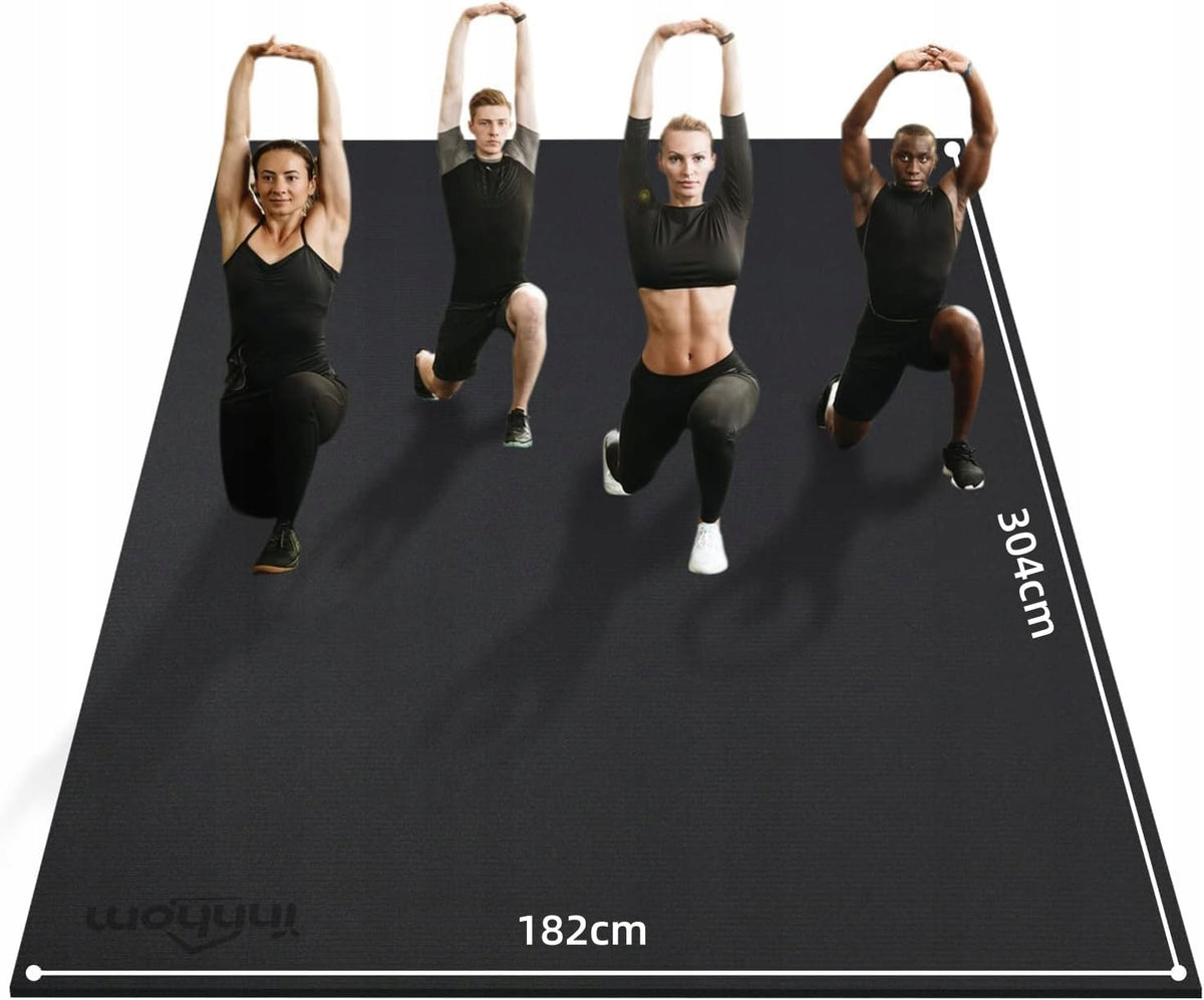 FITNESS EXERCISE MAT PROTECTIVE FOR GYM EQUIPMENT 304X182CM BLACK