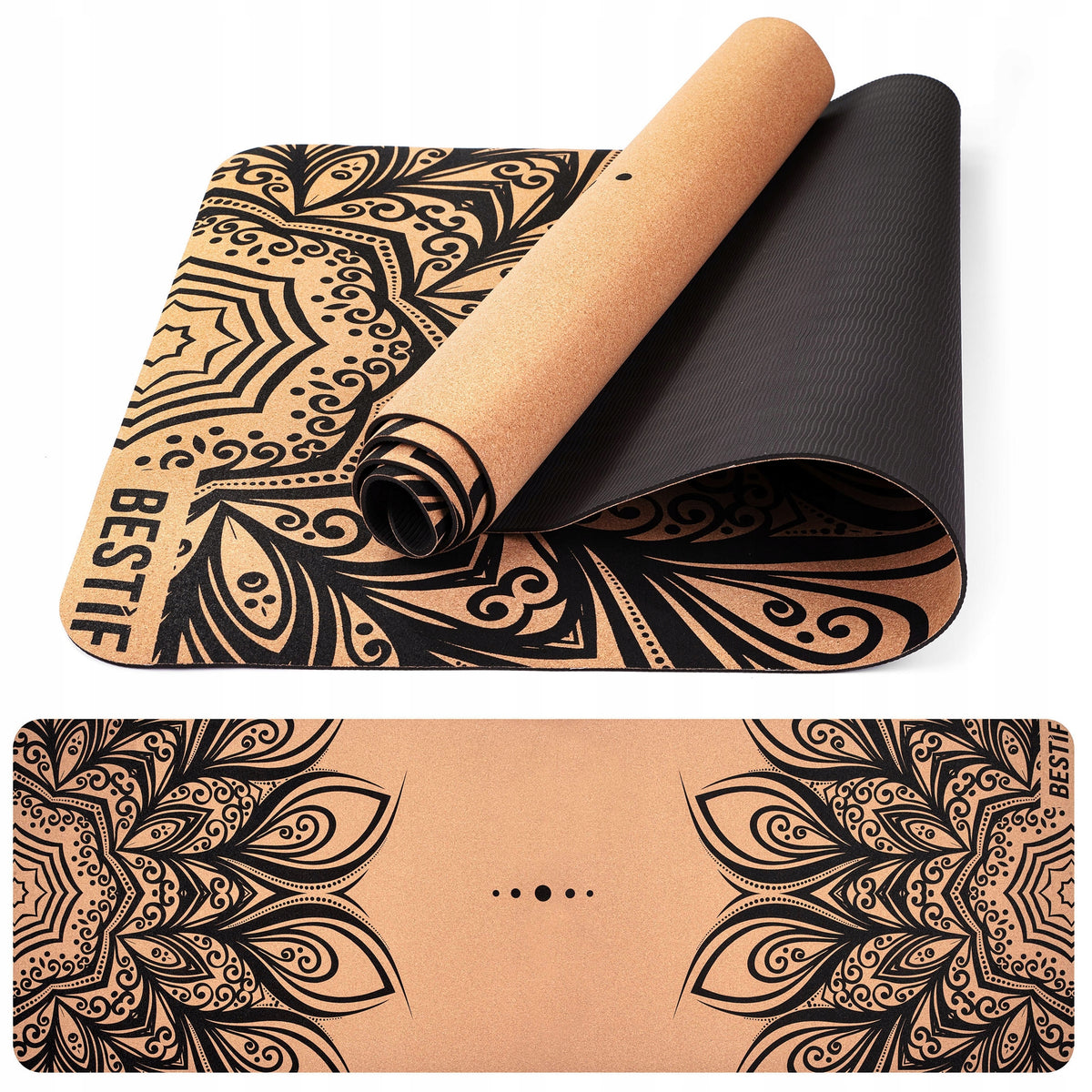 FITNESS EXERCISE MAT YOGA TPE CORK MAT BESTIF PILATES 183cm