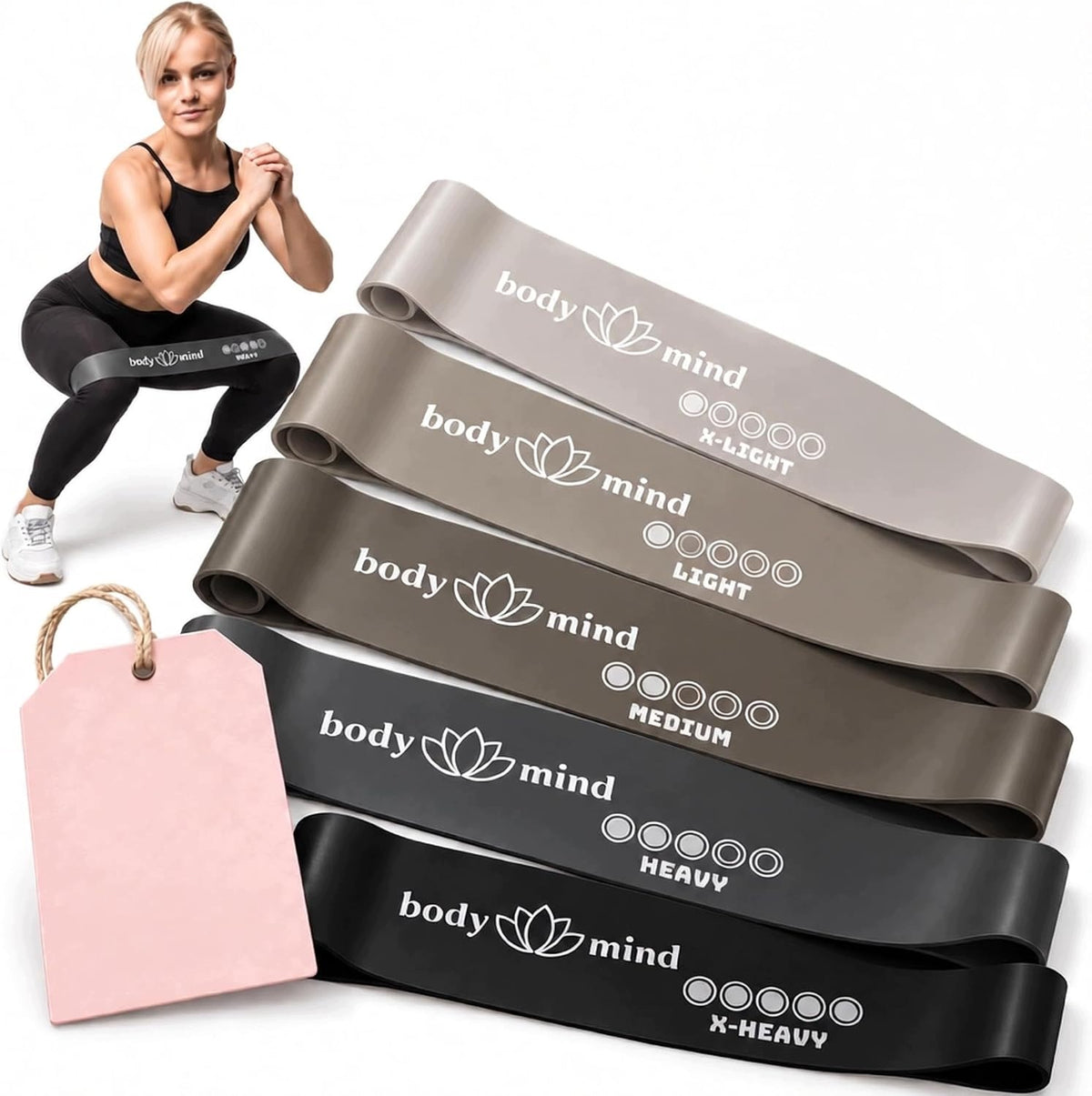 FITNESS RESISTANCE BANDS 5 PIECES RUBBER LATEX TRAINING SET