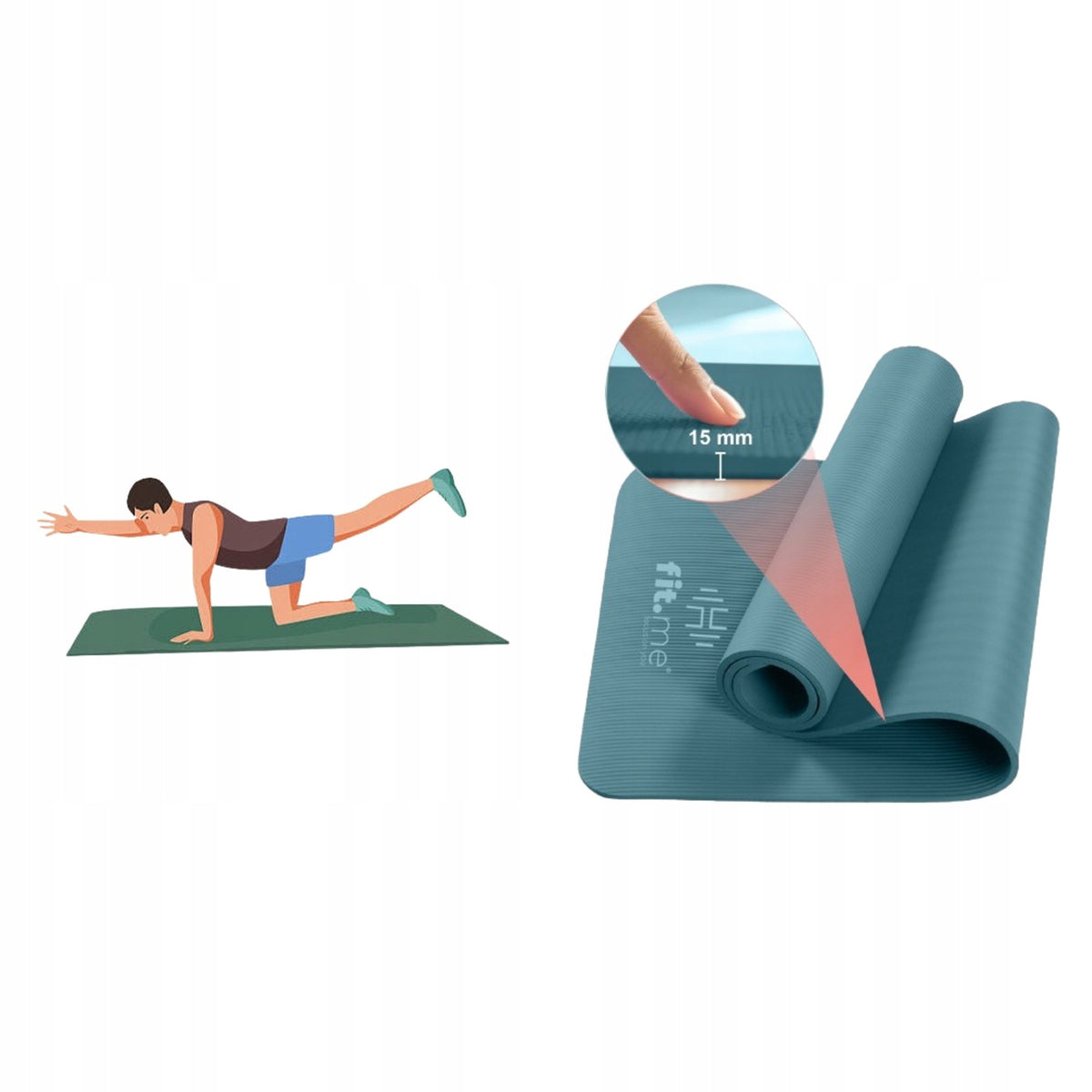 FITNESS TRAINING MAT YOGA STRONG SOFT LARGE MAT 1,5CM