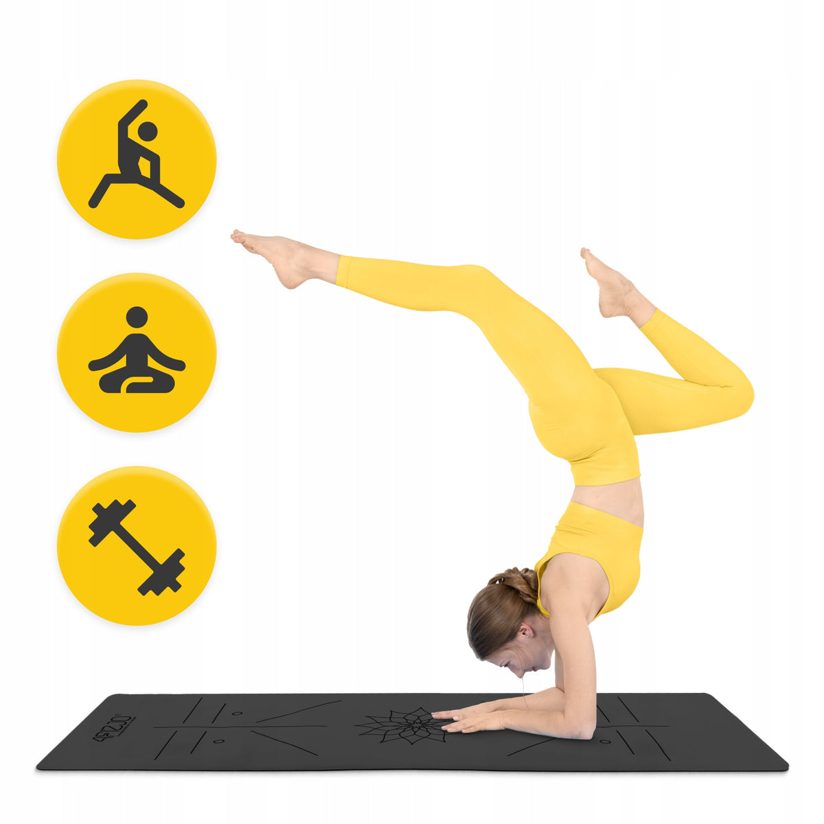 FITNESS YOGA EXERCISE MAT RUBBER NON-SLIP 4FIZJO PREMIUM Color black