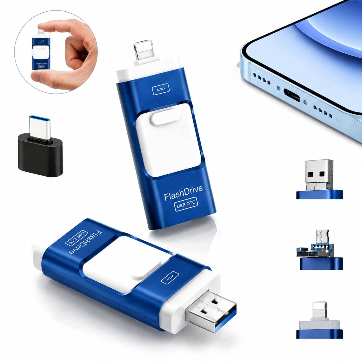 FLASH DRIVE 128GB LIGHTNING USB-C USB 3.0 FOR IPHONE ANDROID