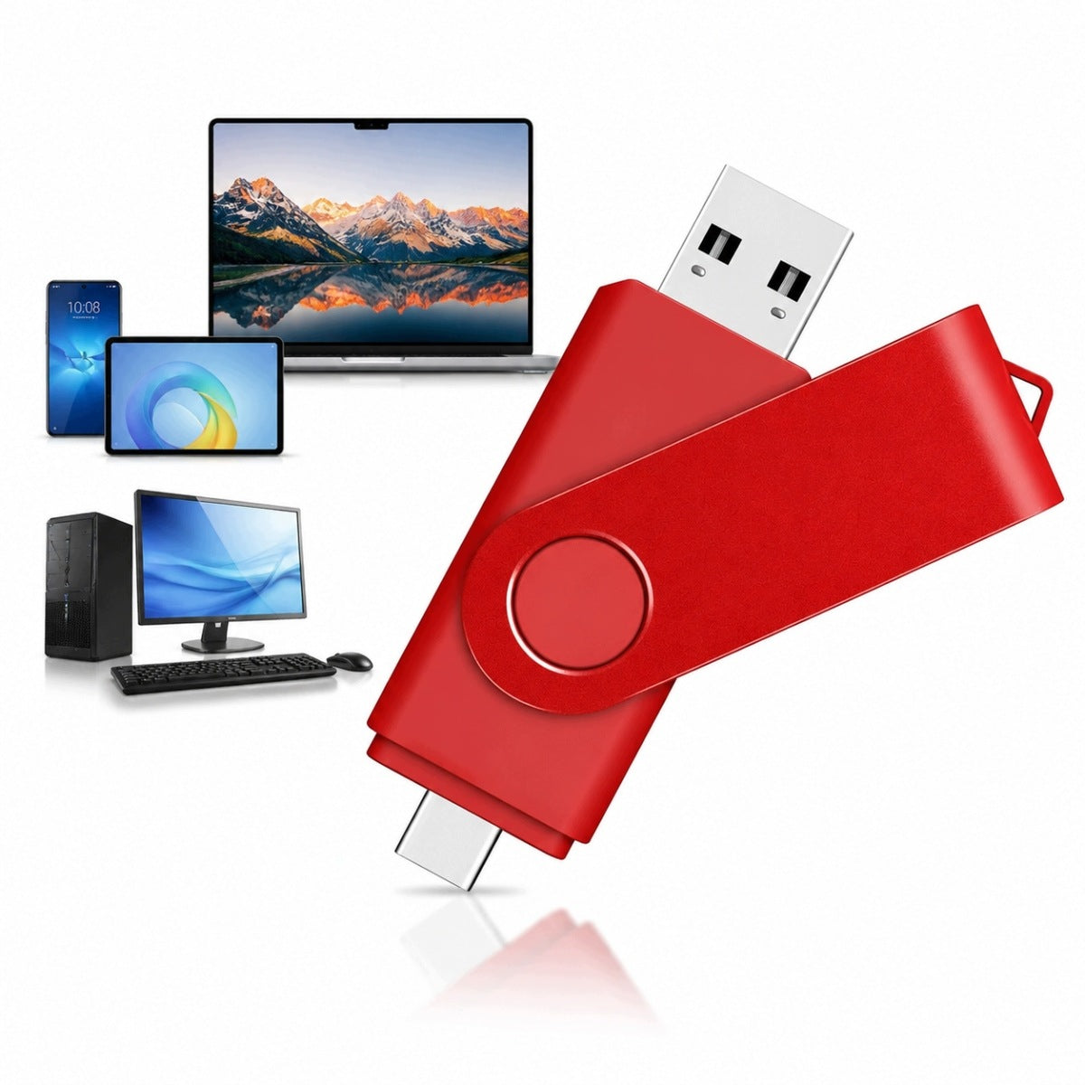 FLASH DRIVE MEMORY 512GB METAL ROTATING DESIGN 2IN1