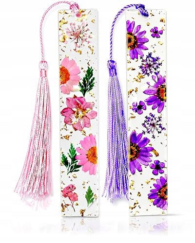 FLOWER BOOKMARKS RESIN DRIED FLOWERS FOR BOOK LOVERS 2 PCS.