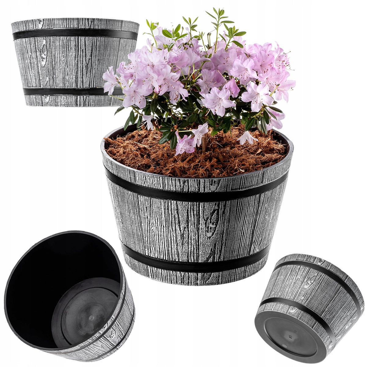 FLOWER POT 30cm GARDEN COVER ROUND FLOWERBED PLASTIC