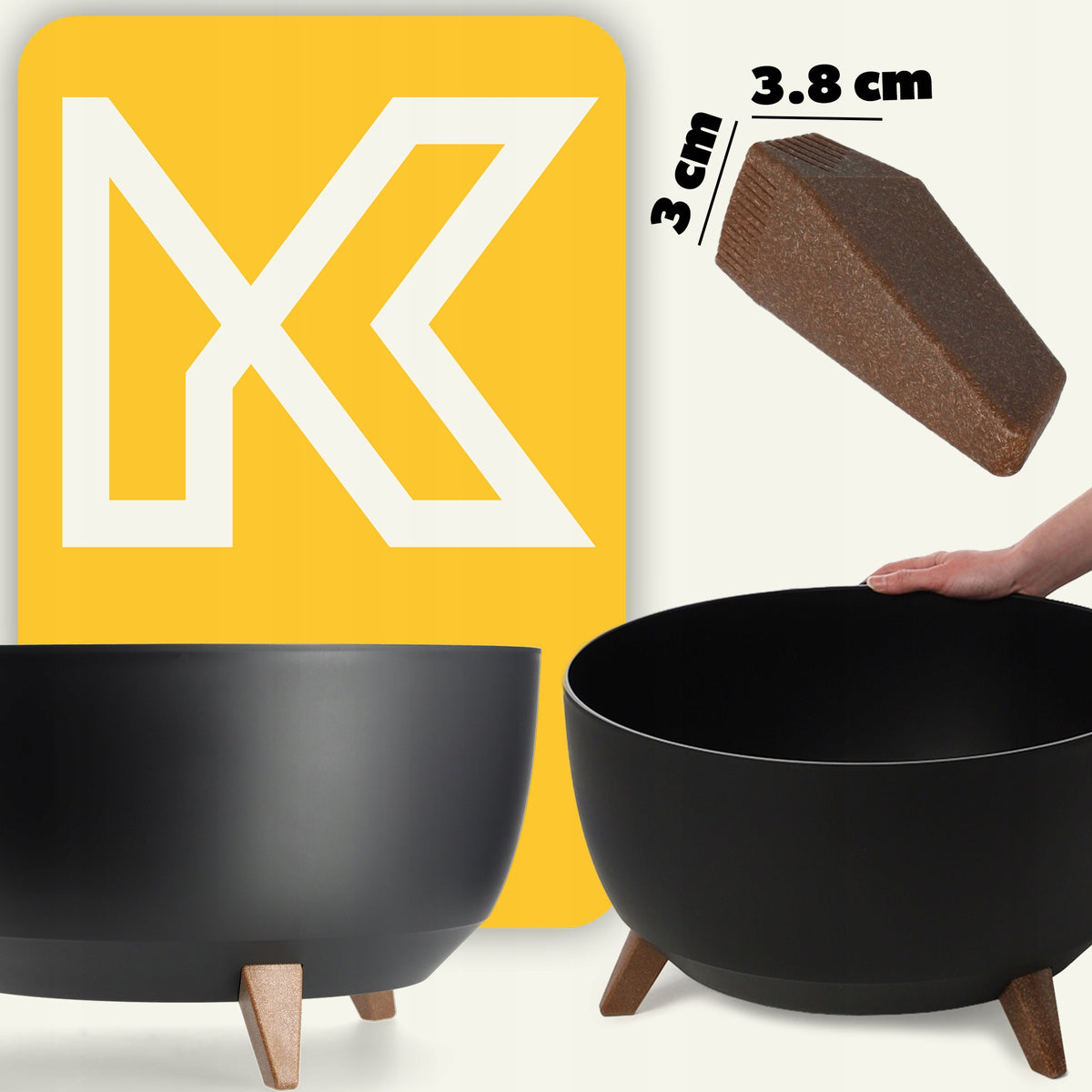 FLOWER POT 47 cm COVER + INSERT LEGS FLOWER STAND BLACK Packaging status original