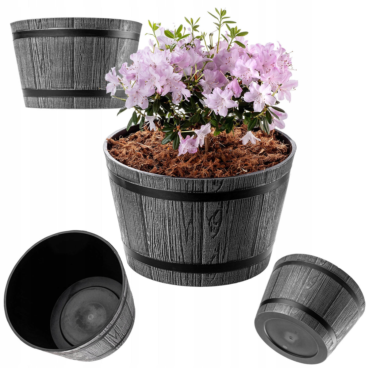 FLOWER POT GARDEN FLOWER POT 30cm COVER ROUND FLOWERBED PLASTIC