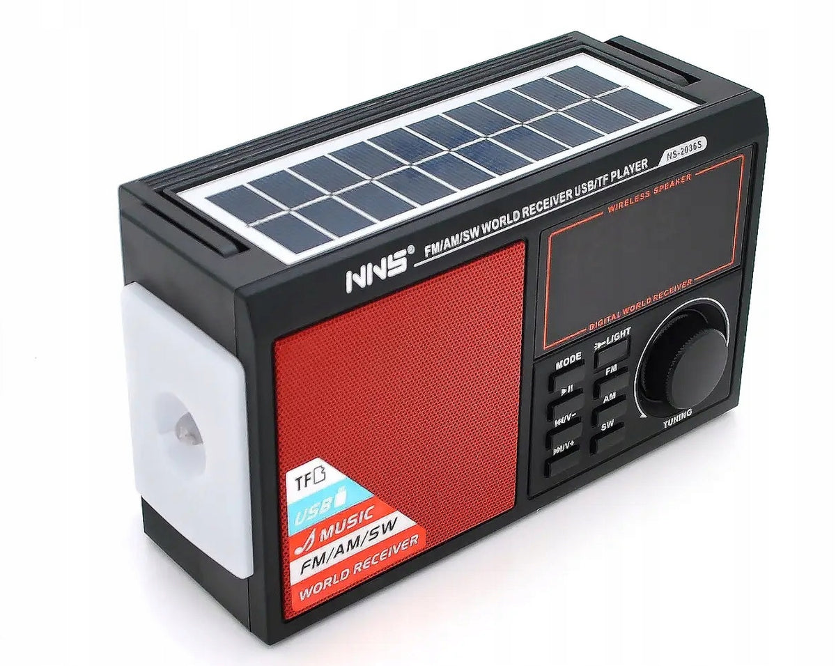FM Radio PORTABLE SOLAR Speaker Bluetooth Flashlight BLACK