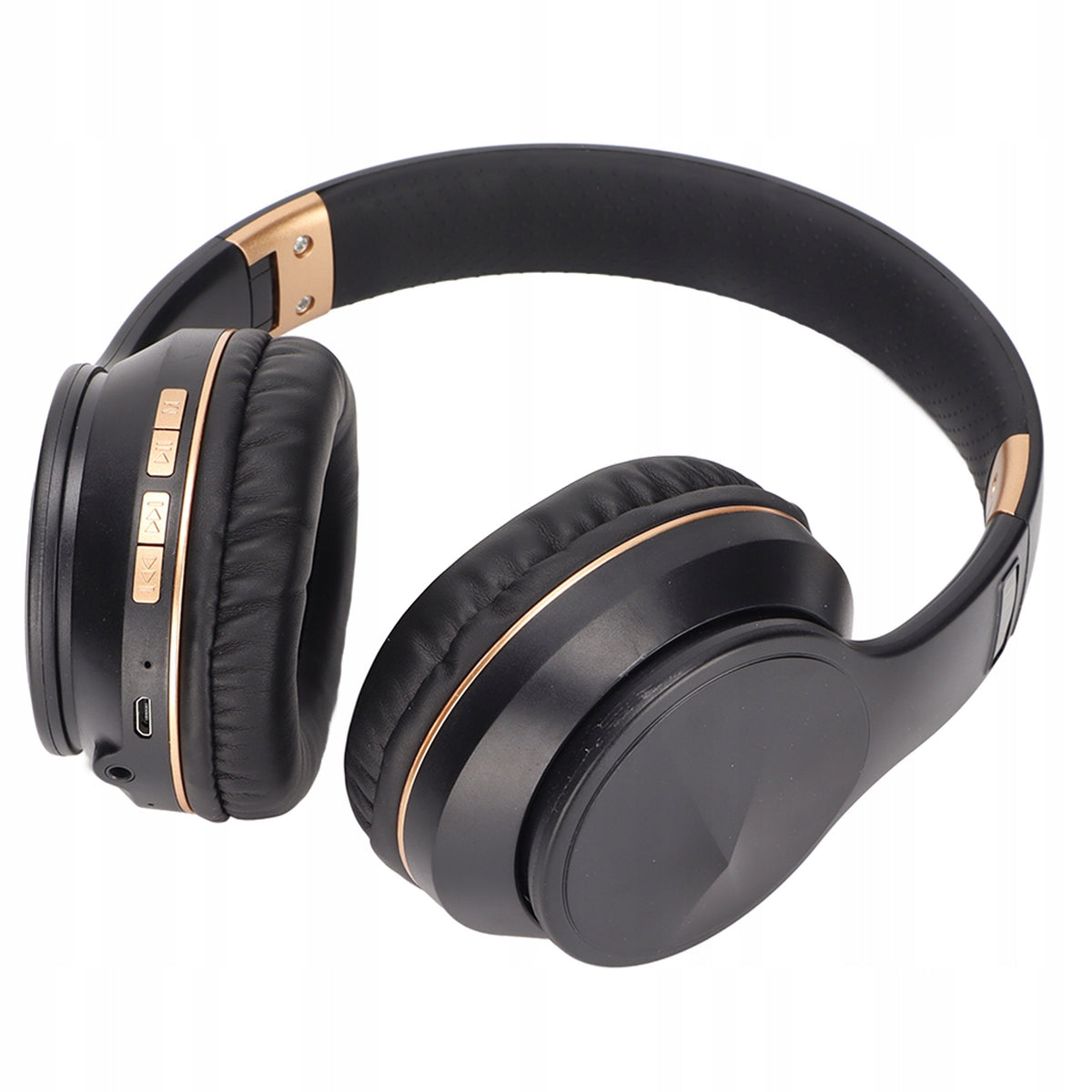 FOLDABLE BLUETOOTH HEADPHONES - SPORT, GAMING, BLACK & GOLD Packaging status original