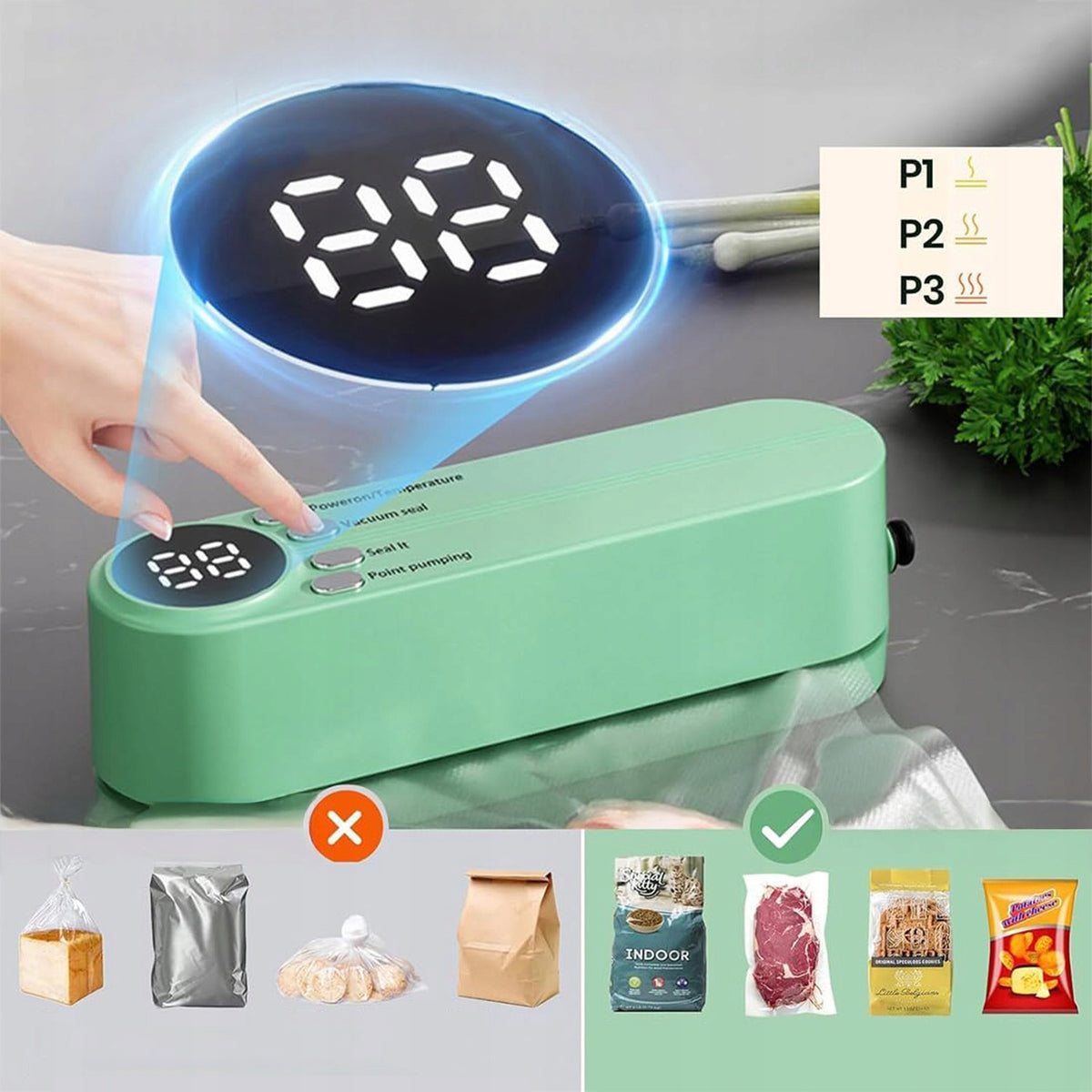 FOOD VACUUM WELDING MACHINE FOOD PACKER 3 MODES PORTABLE Packaging status original